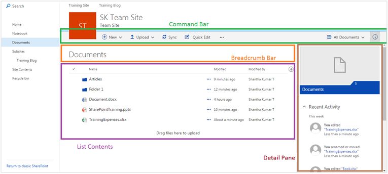 SharePoint Library sections
